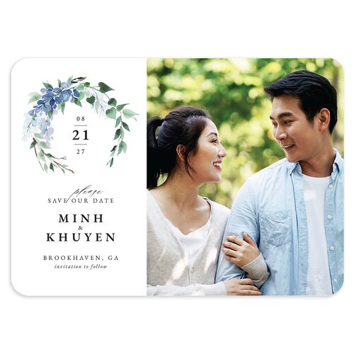 Romantic Wisteria Save The Date Cards Ocean Signature smooth Blank No Rounded