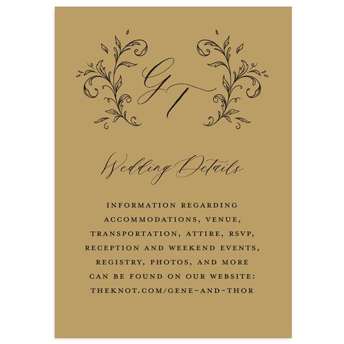 Dark Vintage Fantasy Wedding Event Detail Cards Almond Signature Standard
