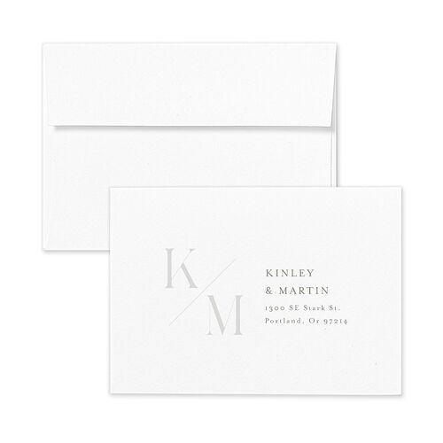 Monogram Slant Response Card Envelopes White Thyme Return Address Signature Standard