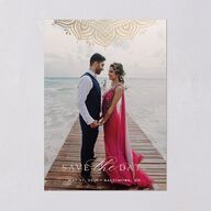 Indian Gilded Adornment Save The Date Cards Gold Sand Signature smooth Blank No Standard