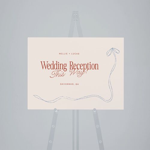 Modern Delicate Bows Standard Direction Sign Medium Jewel Red Standard Outdoor Corrugated M Direction