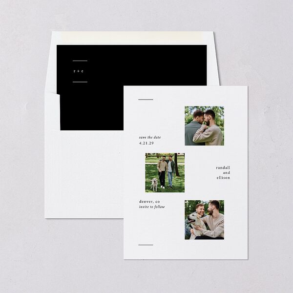 Minimal Gallery Save the Date Cards Pure White Signature smooth Blank No Standard