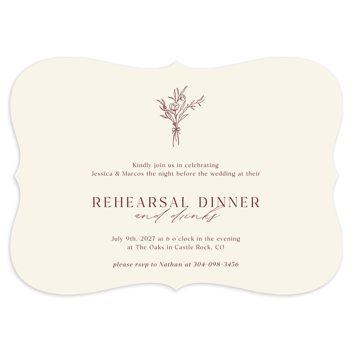 Simple Boho Flowers Rehearsal Dinner Invitations