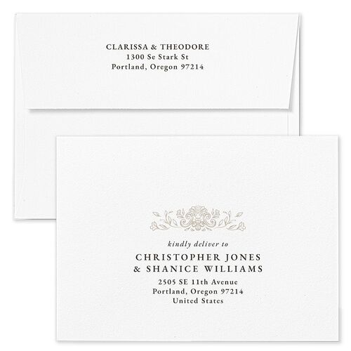 Regal Photo Wedding Invitation Envelopes Champagne Kraft Both Recipient and Return Addresses Standard Signature