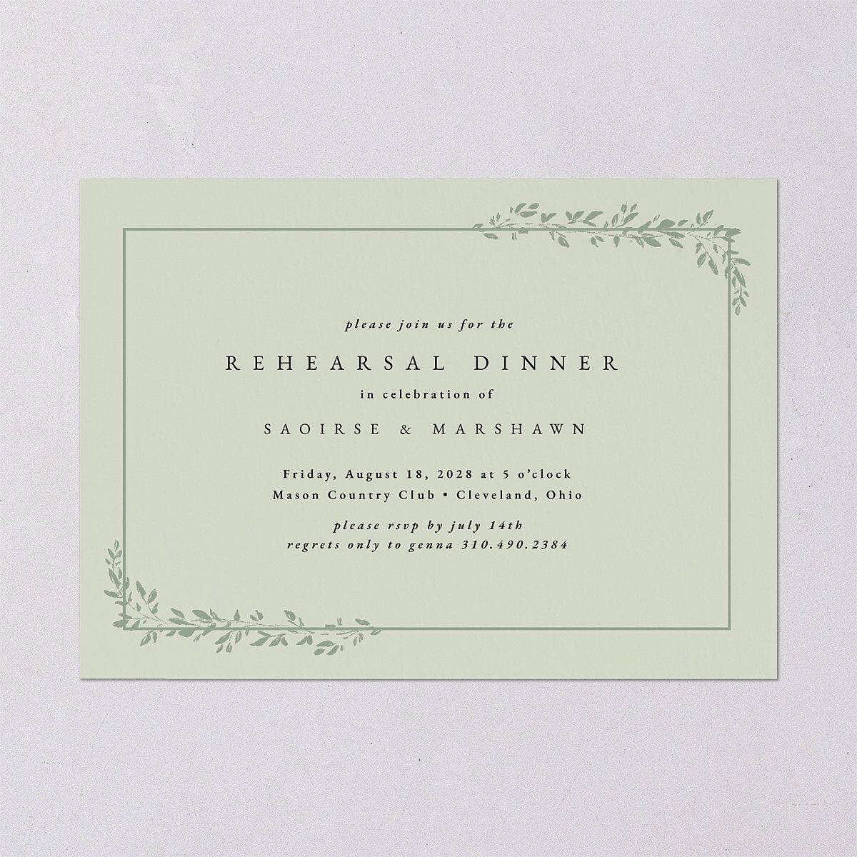 Dainty Frame Rehearsal Dinner Invitations Thyme Signature Blank Standard