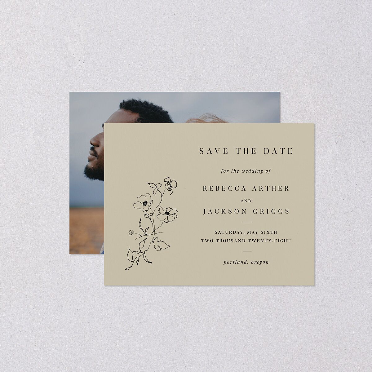 Elegant Minimal Save the Date Petite Cards Champagne Signature smooth Blank No Standard