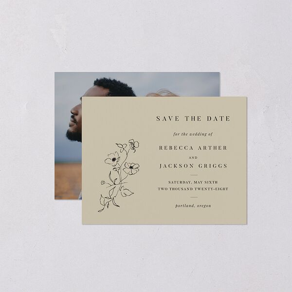 Elegant Minimal Save the Date Petite Cards Champagne Signature smooth Blank No Standard