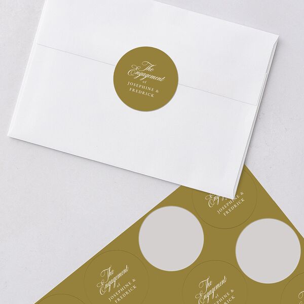 Black Tie Crest Engagement Party Wedding Stickers Pure White Circle