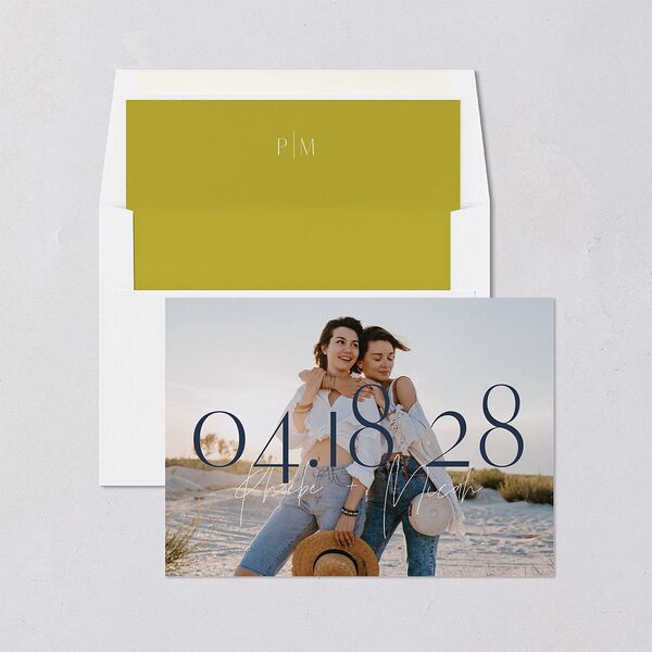 Hawaiian Tropical Monstera Frame Save the Date Cards Moody Blue Signature smooth Blank No Standard