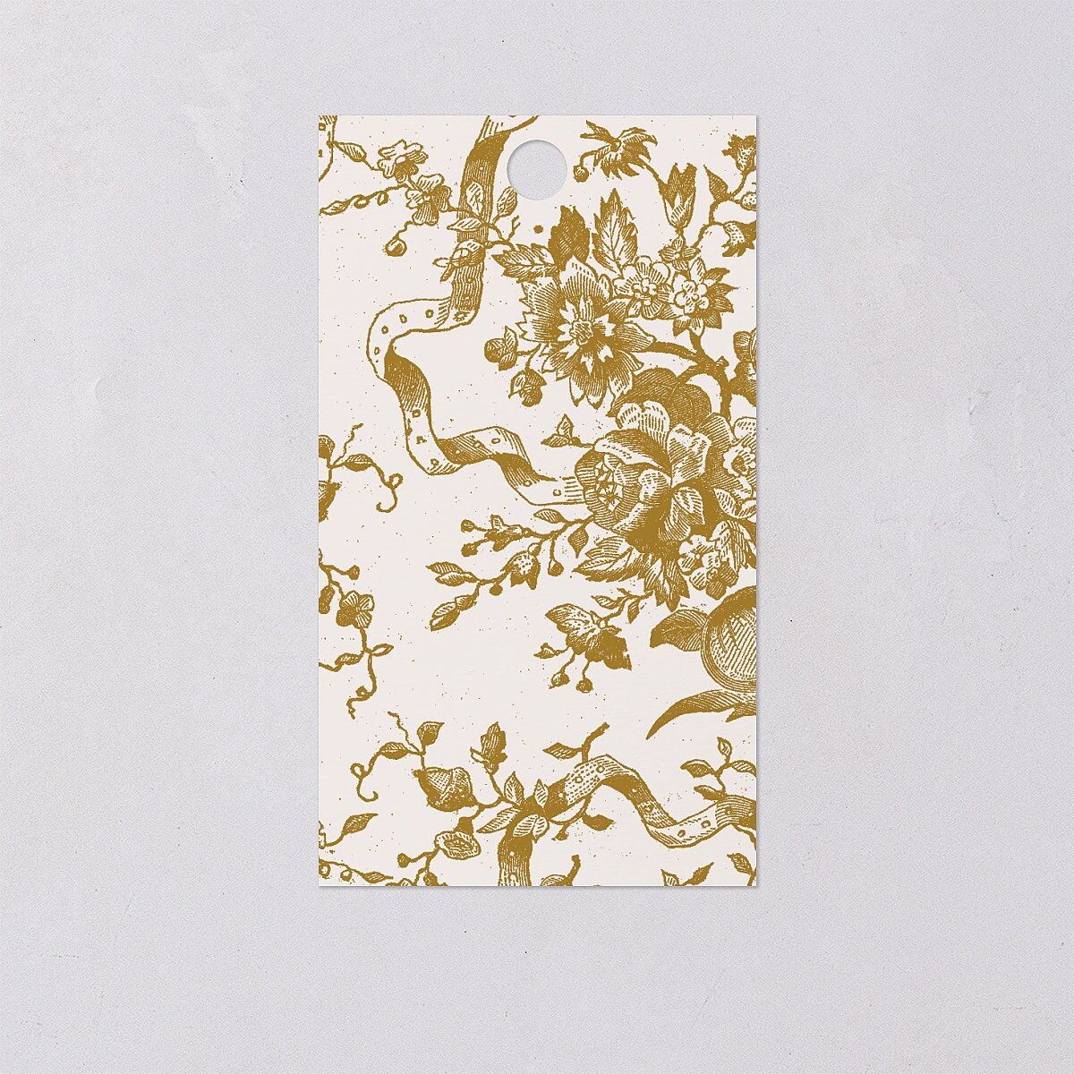 Vintage Toile Foil Favor Gift Tags Gold Marigold Signature