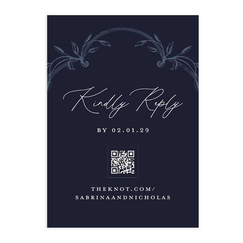 Heirloom Botanical QR Code RSVP Cards Navy Signature Standard