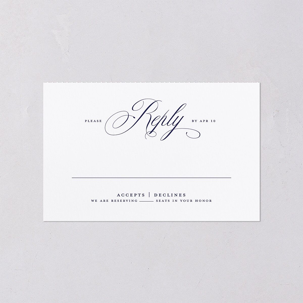 Classic Photo All-in-One Wedding Invitations Navy Signature Light Both Recipient and Return Addresses No