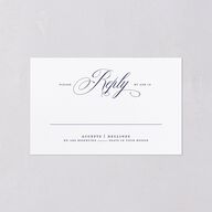 Classic Photo All-in-One Wedding Invitations Navy Signature Light Both Recipient and Return Addresses No