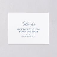 Vintage Bow All-in-One Wedding Invitations Regency Blue Signature Light Both Recipient and Return Addresses No