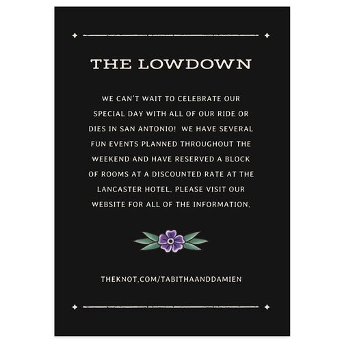 Til Death Tattoos Wedding Enclosure Cards Jewel Purple Signature Standard
