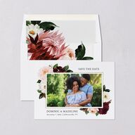 Striking Blooms Save The Date Cards Burgundy Signature smooth Blank No Standard