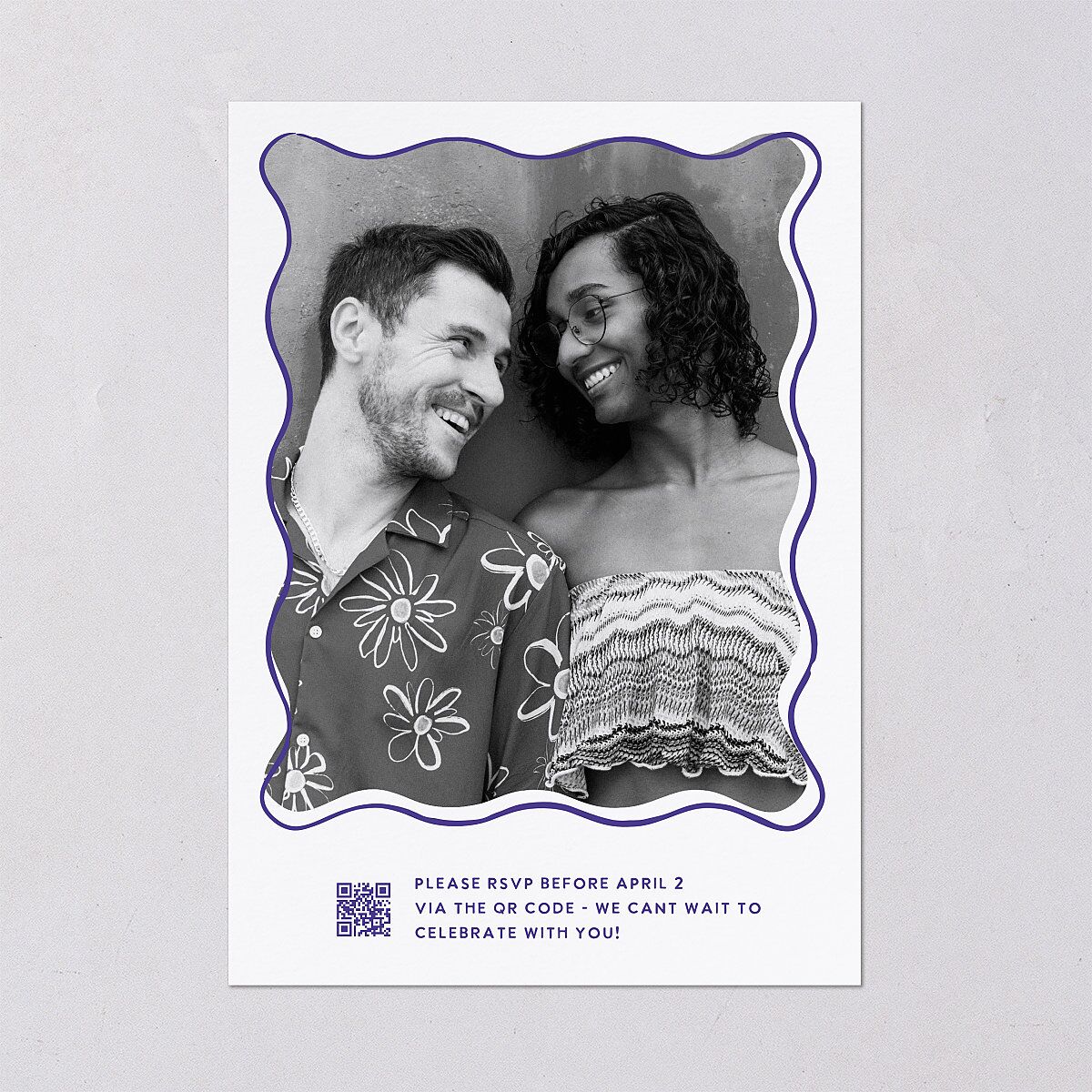 Hand Drawn Wavy Border Rehearsal Dinner Invitations Sapphire Signature Blank Standard