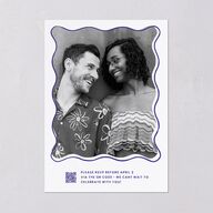 Hand Drawn Wavy Border Rehearsal Dinner Invitations Sapphire Signature Blank Standard