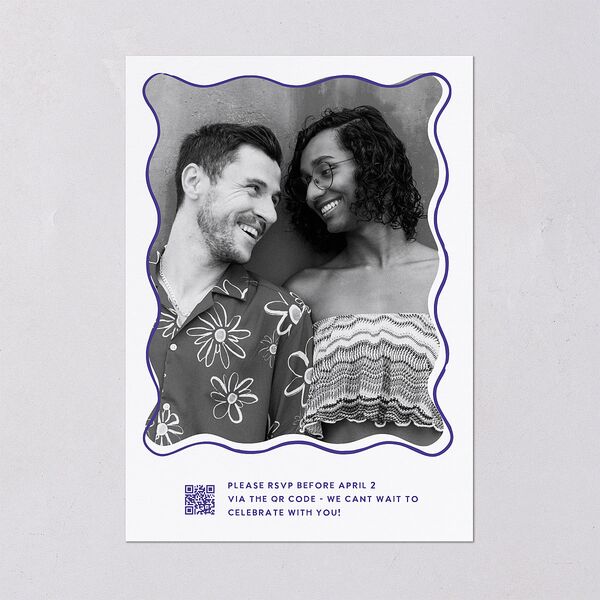 Hand Drawn Wavy Border Rehearsal Dinner Invitations Sapphire Signature Blank Standard
