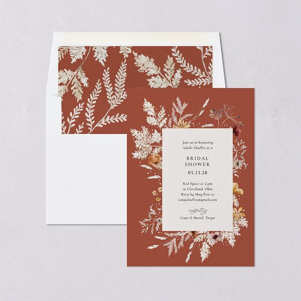 Dried Blooms Bridal Shower Invitations Copper Signature Blank Standard