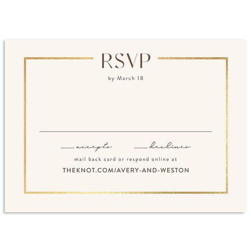 Monogram Arch Foil Wedding Response Cards Gold Walnut Signature Standard