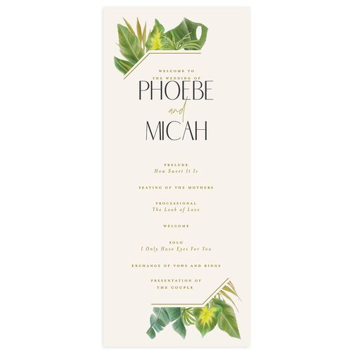 Hawaiian Tropical Monstera Frame Wedding Programs Charcoal Signature