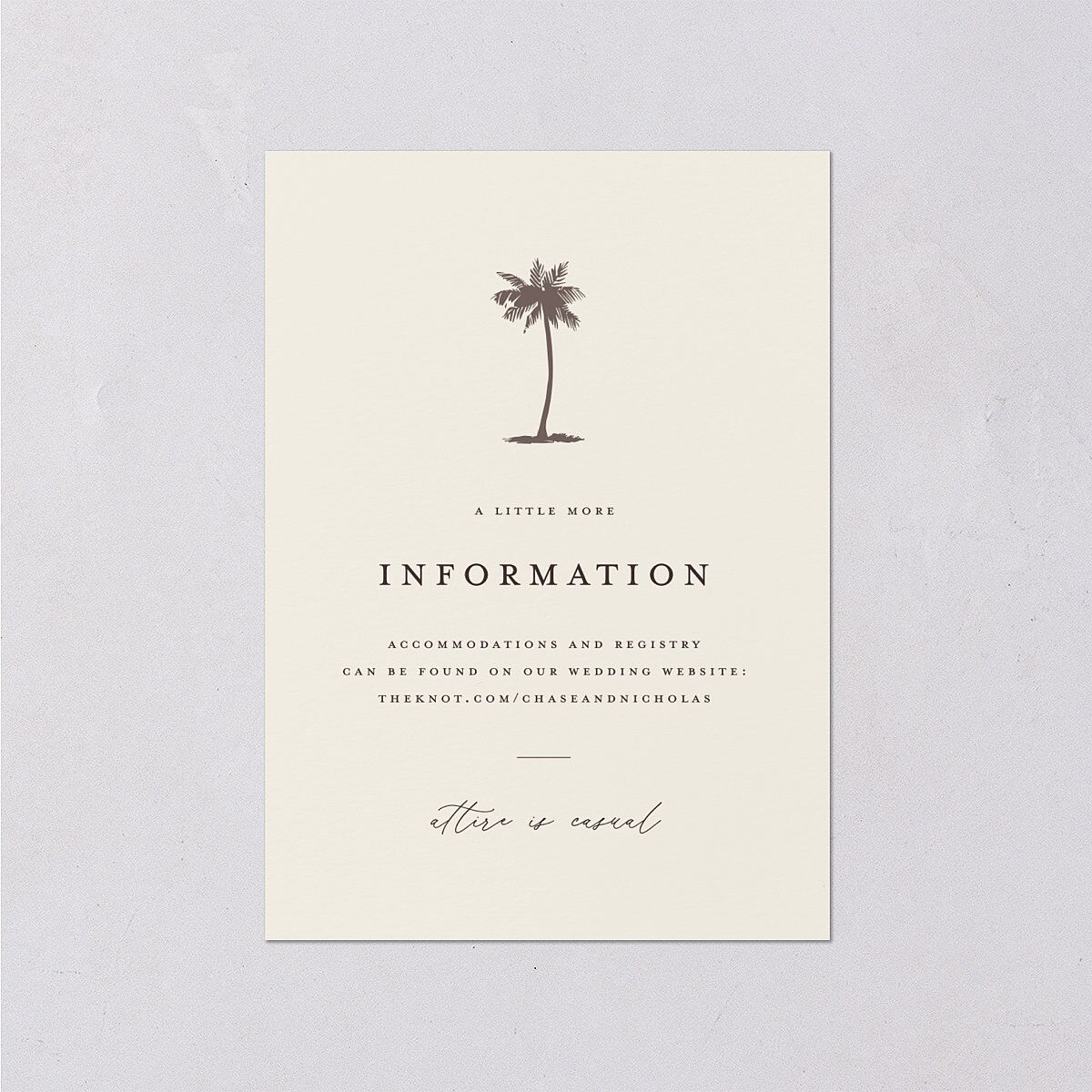 Palm Tree Icon Wedding Enclosure Cards Champagne Signature Standard