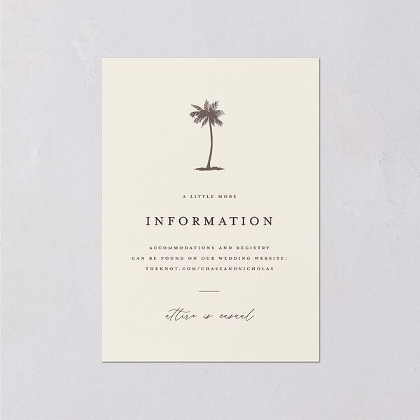 Palm Tree Icon Wedding Enclosure Cards Champagne Signature Standard
