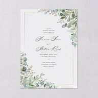 Shining Greenery Wedding Invitations Gold Off-White Signature Blank No Standard