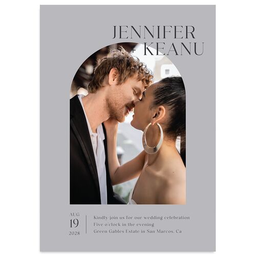 Modern Arch Photo Wedding Invitations Slate No Signature Blank Standard