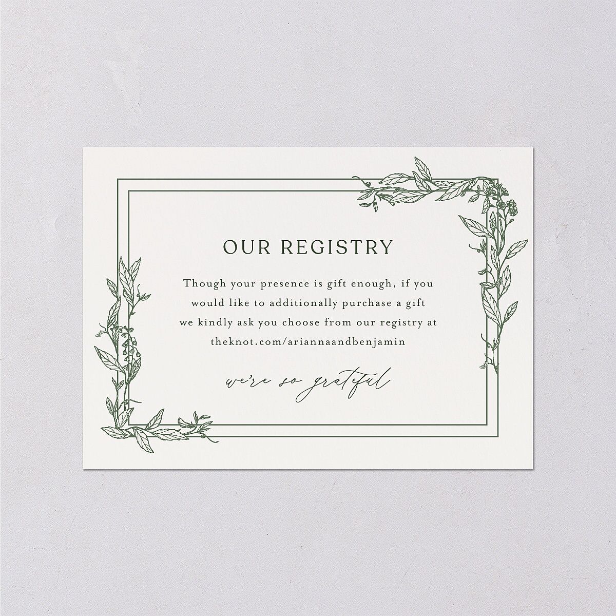 Botanical Arch Wedding Enclosure Cards Hunter Green Signature Standard