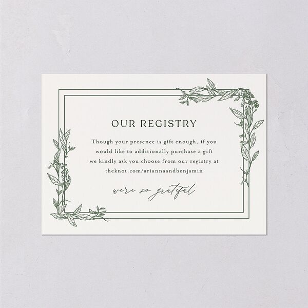Botanical Arch Wedding Enclosure Cards Hunter Green Signature Standard