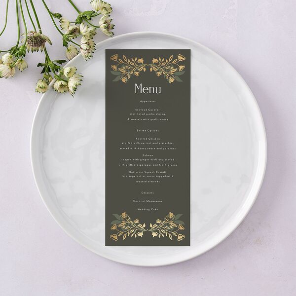 Rustic Nouveau Menus Gold Hunter Green Signature