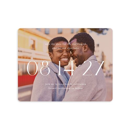 Striking Portrait Save The Date Magnets Terracotta Magnet Paper