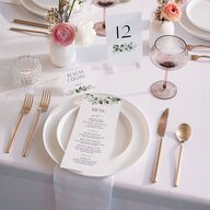 Timeless Floral Hoop Foil Menus Gold Pure White Signature