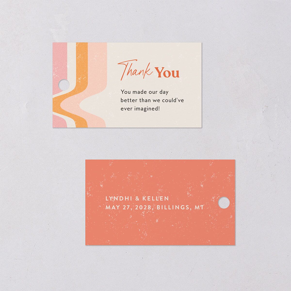 Groovy Lines Favor Gift Tags Coral Pink Signature