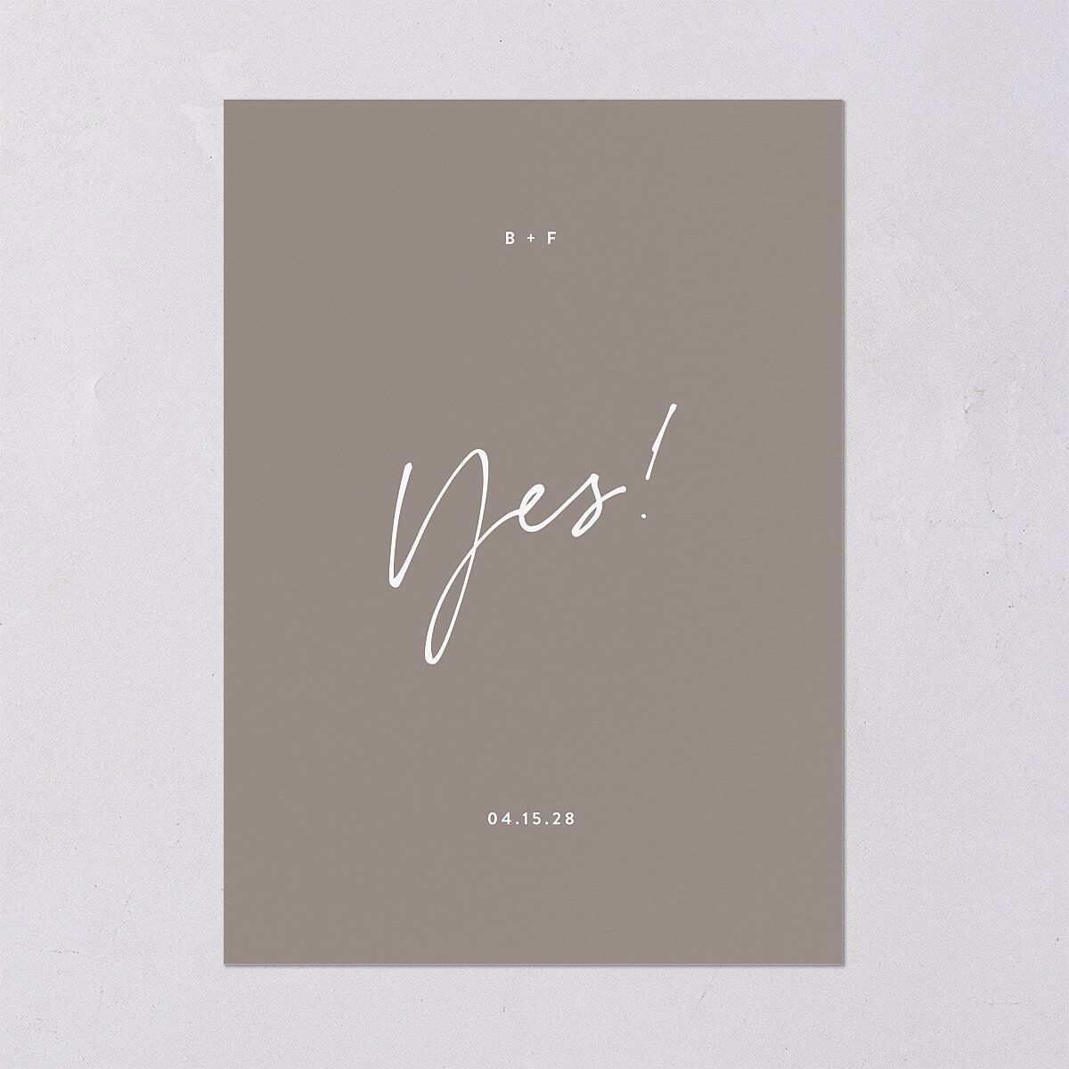 Modern Script Names Save The Date Cards Shadow Gray Signature smooth Blank No Standard