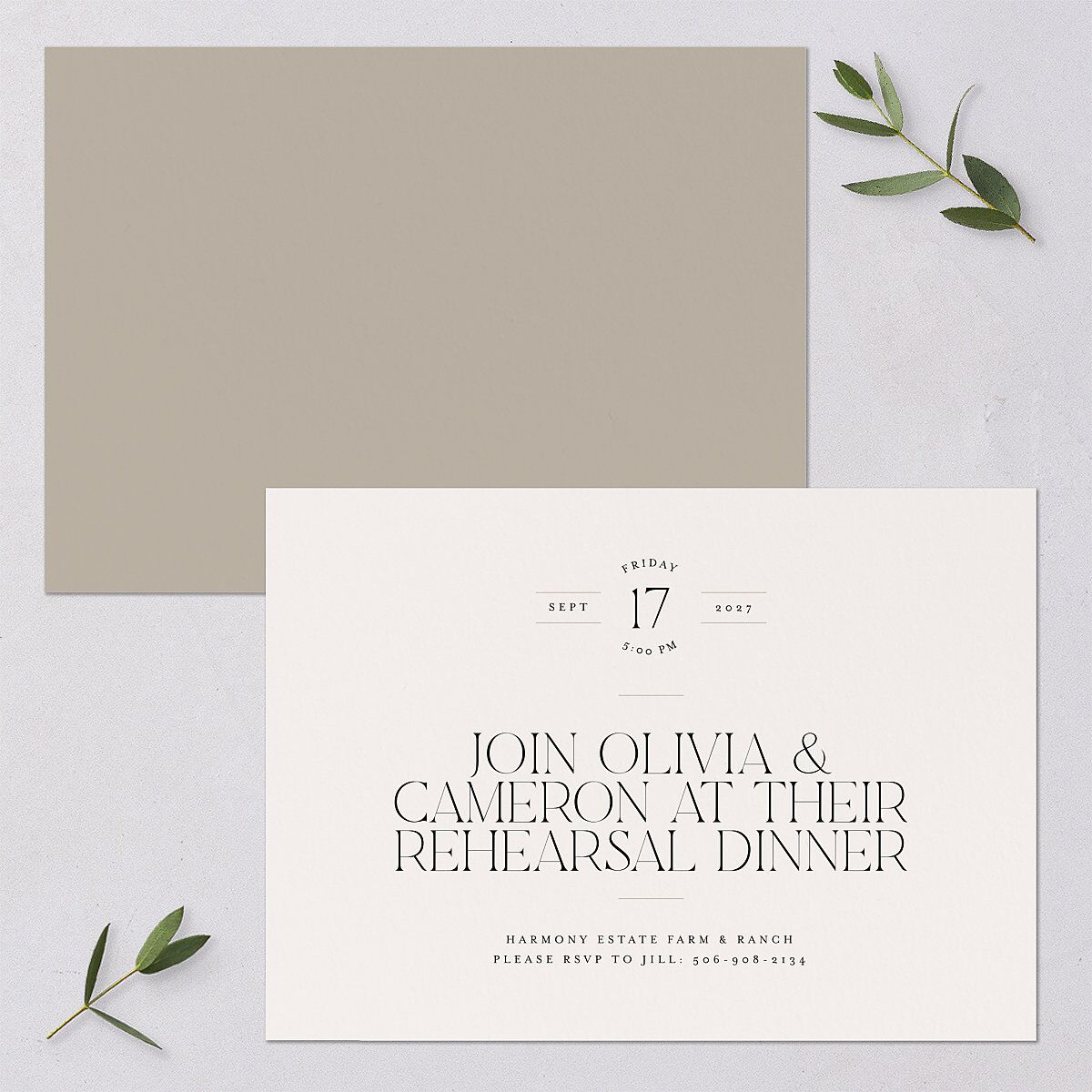 Photo Arch Rehearsal Dinner Invitations Taupe Signature Blank Standard