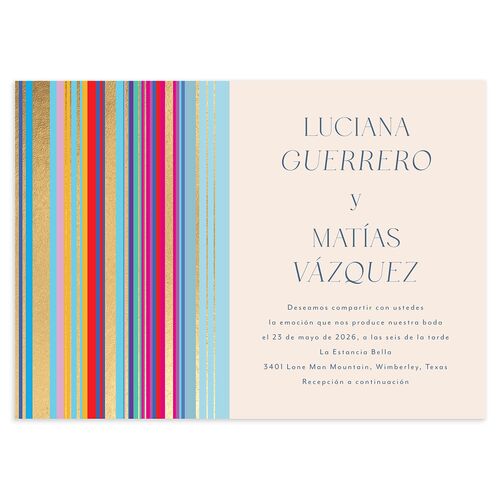Serape de Sol Wedding Invitations Gold Stream Signature Blank No Standard