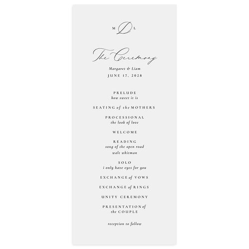 Black Tie Initial Wedding Programs Mist Signature
