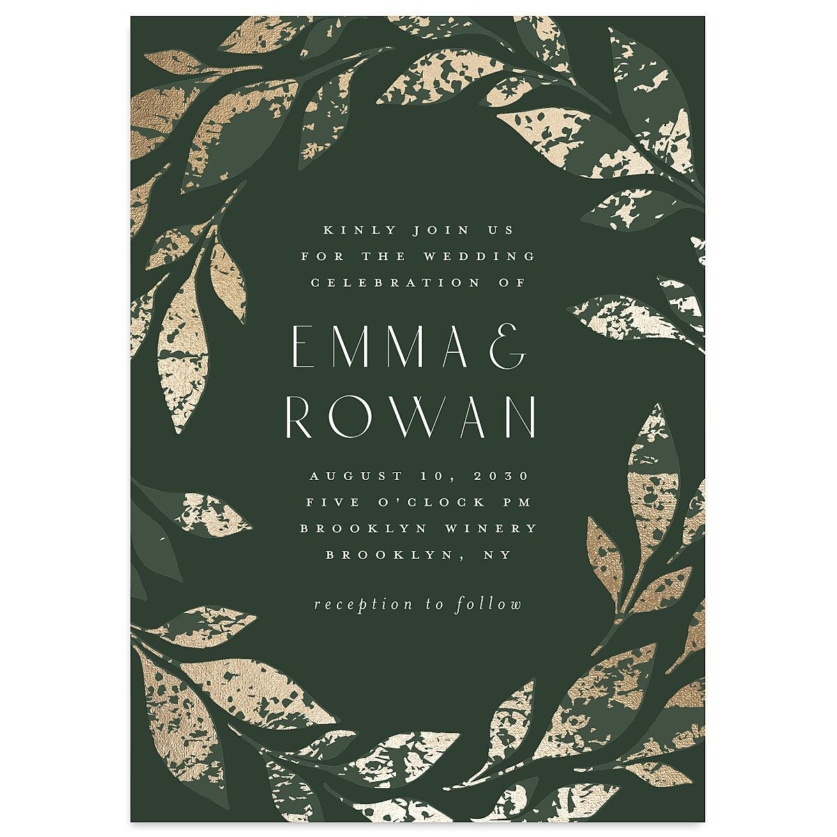 Gilded Leaves Wedding Invitations