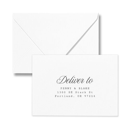 Vintage Script Response Card Euro Envelopes White Pure White Return Address Luxe
