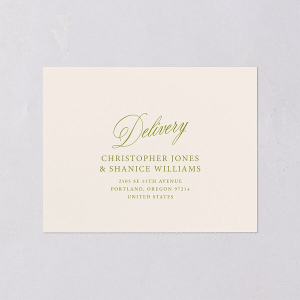 We're Getting Married All-in-One Wedding Invitations Deep Olive Signature Light Both Recipient and Return Addresses