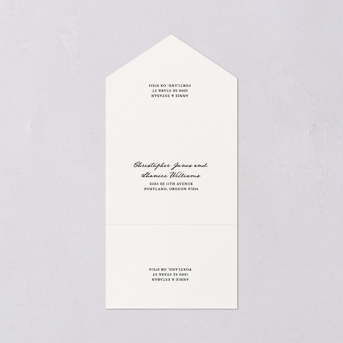 Vintage Candelabra with Bow All-in-One Wedding Invitations Bisque Signature Light Both Recipient and Return Addresses No
