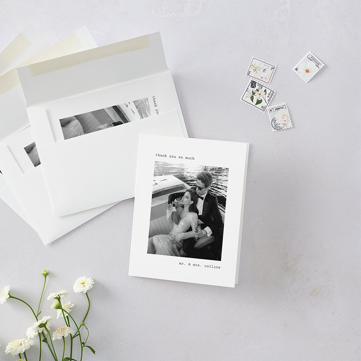 Elegant Sign Off Thank You Cards Pure White
