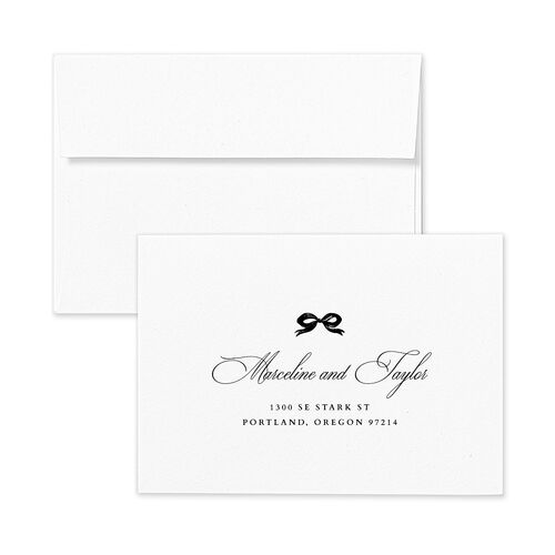 Classic Champagne with Bows Response Card Envelopes White Pure White Return Address Signature Standard