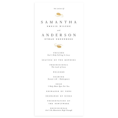 Flourishing Love Wedding Programs Gold Pure White Signature