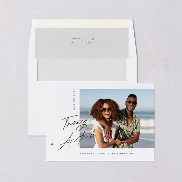 Simply Signed Save the Date Cards Pure White Signature smooth Blank No Standard
