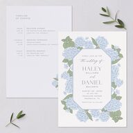 Vintage Hydrangea Frame Wedding Invitations Dusty Blue Signature Blank No Standard