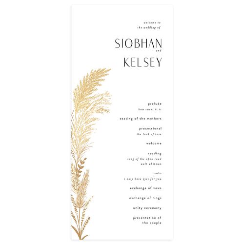 Regal Pampas Wedding Programs Gold Pure White Signature